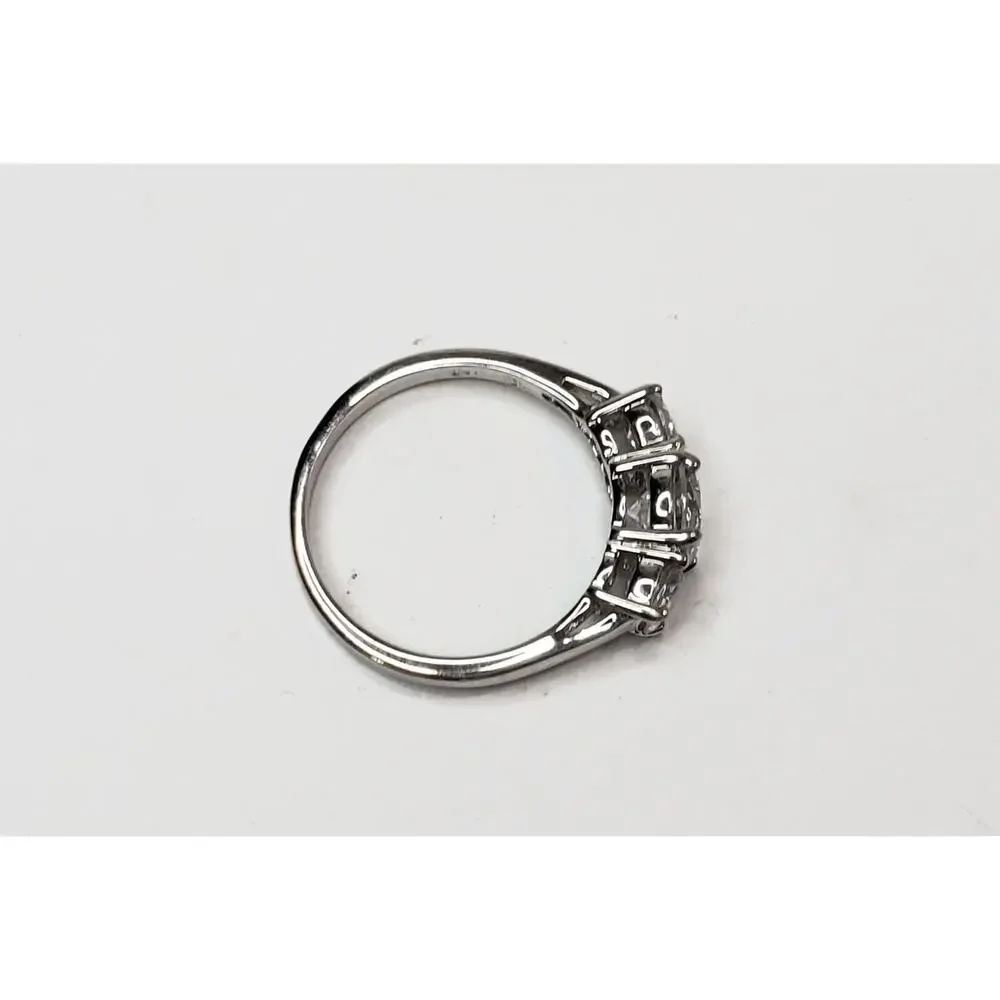 Avon RJ Graziano Past Present Future Cubic Zirconia CZ Silver Tone Ring Sz 9.25